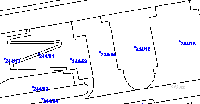Parcela st. 244/14 v KÚ Břevnov, Katastrální mapa