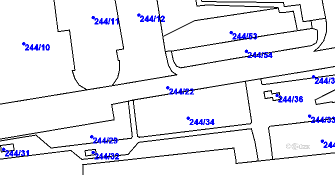 Parcela st. 244/22 v KÚ Břevnov, Katastrální mapa