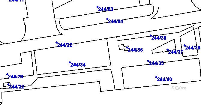 Parcela st. 244/35 v KÚ Břevnov, Katastrální mapa