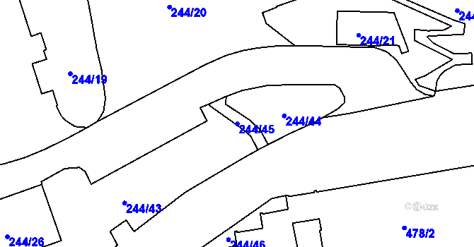 Parcela st. 244/45 v KÚ Břevnov, Katastrální mapa