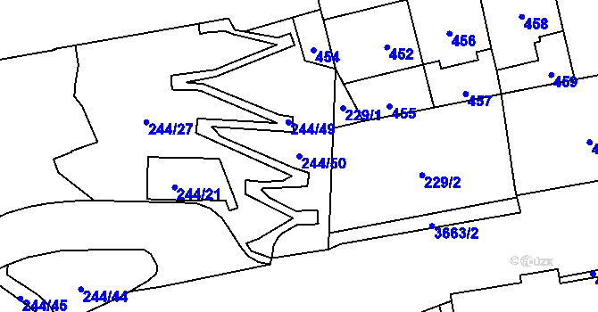 Parcela st. 244/50 v KÚ Břevnov, Katastrální mapa