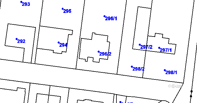 Parcela st. 296/2 v KÚ Břevnov, Katastrální mapa