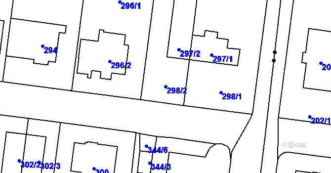Parcela st. 298/2 v KÚ Břevnov, Katastrální mapa