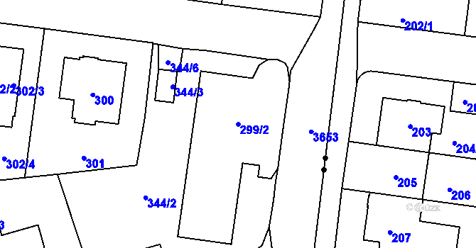 Parcela st. 299/2 v KÚ Břevnov, Katastrální mapa