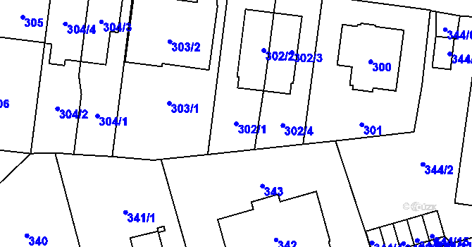 Parcela st. 302/1 v KÚ Břevnov, Katastrální mapa
