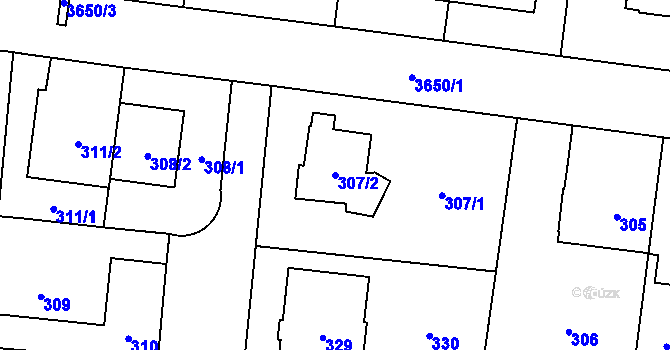 Parcela st. 307/2 v KÚ Břevnov, Katastrální mapa