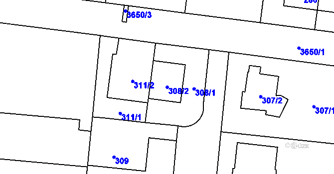 Parcela st. 308/2 v KÚ Břevnov, Katastrální mapa