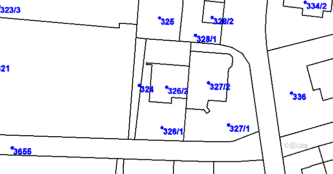 Parcela st. 326/2 v KÚ Břevnov, Katastrální mapa