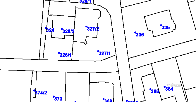 Parcela st. 327/1 v KÚ Břevnov, Katastrální mapa