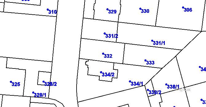 Parcela st. 332 v KÚ Břevnov, Katastrální mapa