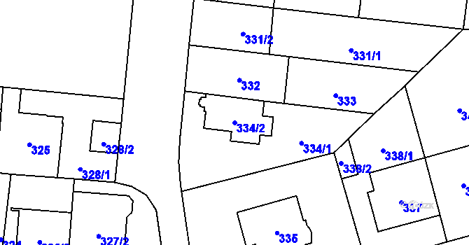 Parcela st. 334/2 v KÚ Břevnov, Katastrální mapa