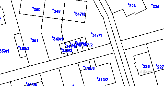 Parcela st. 347/2 v KÚ Břevnov, Katastrální mapa