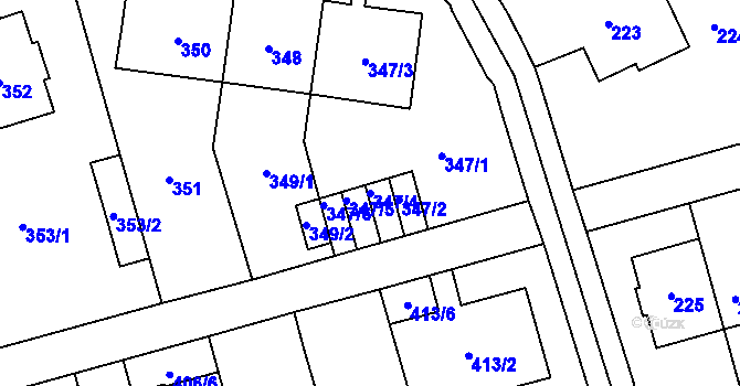 Parcela st. 347/4 v KÚ Břevnov, Katastrální mapa