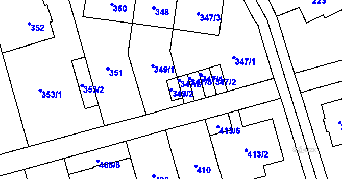 Parcela st. 349/2 v KÚ Břevnov, Katastrální mapa