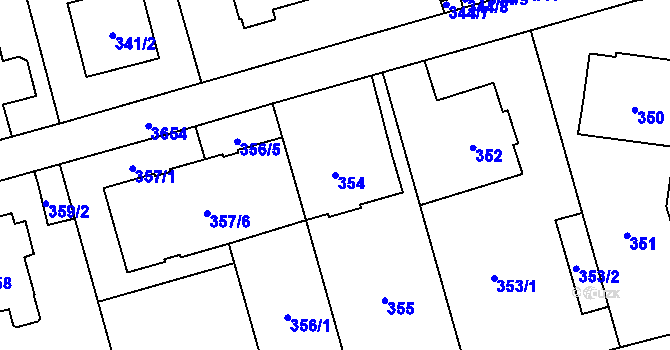 Parcela st. 354 v KÚ Břevnov, Katastrální mapa