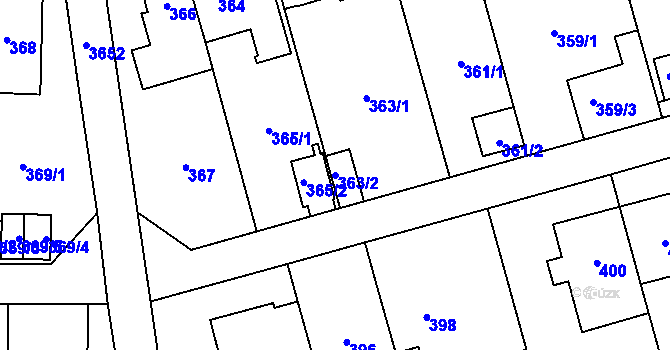 Parcela st. 363/2 v KÚ Břevnov, Katastrální mapa