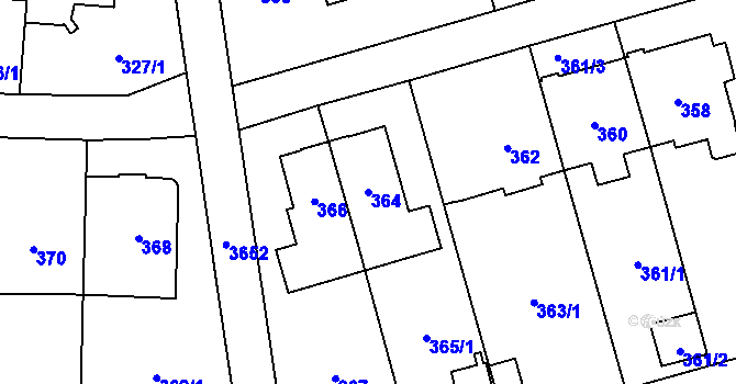 Parcela st. 364 v KÚ Břevnov, Katastrální mapa