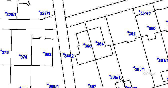 Parcela st. 366 v KÚ Břevnov, Katastrální mapa