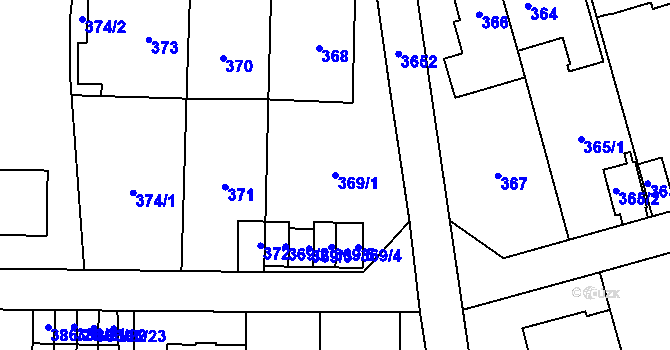 Parcela st. 369/1 v KÚ Břevnov, Katastrální mapa