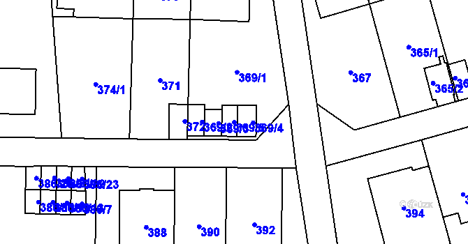 Parcela st. 369/5 v KÚ Břevnov, Katastrální mapa