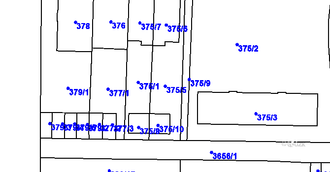 Parcela st. 375/5 v KÚ Břevnov, Katastrální mapa