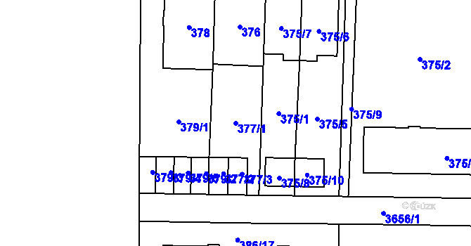 Parcela st. 377/1 v KÚ Břevnov, Katastrální mapa