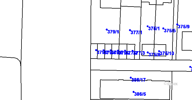 Parcela st. 379/3 v KÚ Břevnov, Katastrální mapa