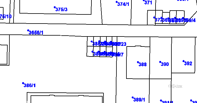 Parcela st. 386/12 v KÚ Břevnov, Katastrální mapa