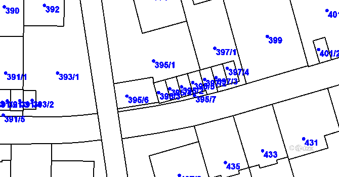 Parcela st. 395/4 v KÚ Břevnov, Katastrální mapa
