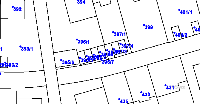 Parcela st. 395/5 v KÚ Břevnov, Katastrální mapa