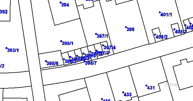 Parcela st. 397/3 v KÚ Břevnov, Katastrální mapa
