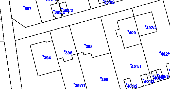 Parcela st. 398 v KÚ Břevnov, Katastrální mapa