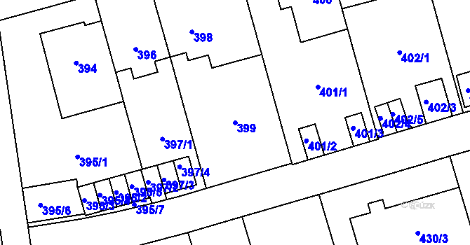 Parcela st. 399 v KÚ Břevnov, Katastrální mapa