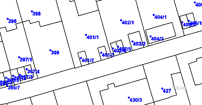 Parcela st. 401/3 v KÚ Břevnov, Katastrální mapa