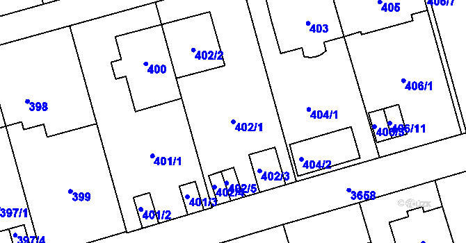 Parcela st. 402/1 v KÚ Břevnov, Katastrální mapa
