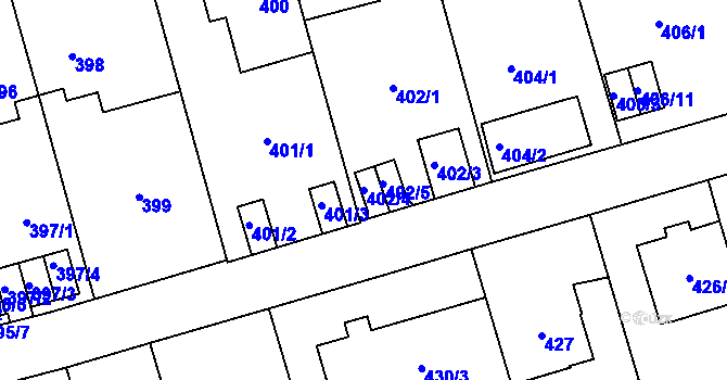 Parcela st. 402/4 v KÚ Břevnov, Katastrální mapa