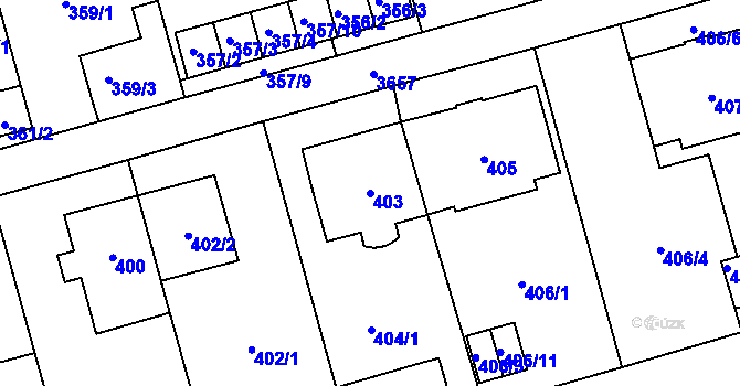 Parcela st. 403 v KÚ Břevnov, Katastrální mapa