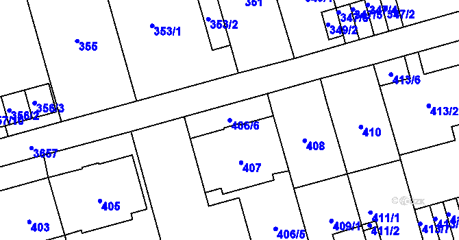 Parcela st. 406/6 v KÚ Břevnov, Katastrální mapa