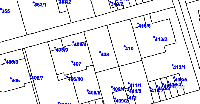 Parcela st. 408 v KÚ Břevnov, Katastrální mapa