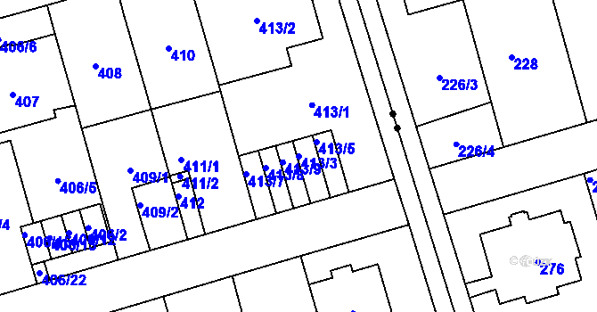 Parcela st. 413/3 v KÚ Břevnov, Katastrální mapa