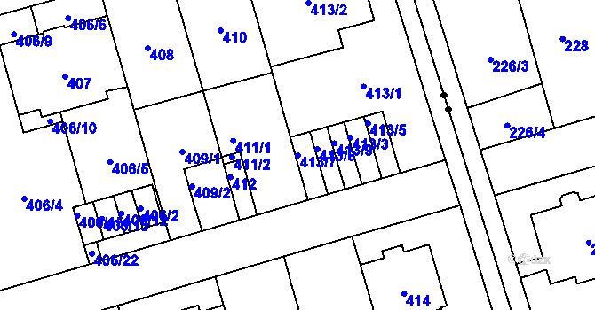 Parcela st. 413/7 v KÚ Břevnov, Katastrální mapa