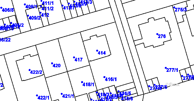 Parcela st. 414 v KÚ Břevnov, Katastrální mapa