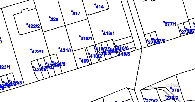 Parcela st. 416/2 v KÚ Břevnov, Katastrální mapa