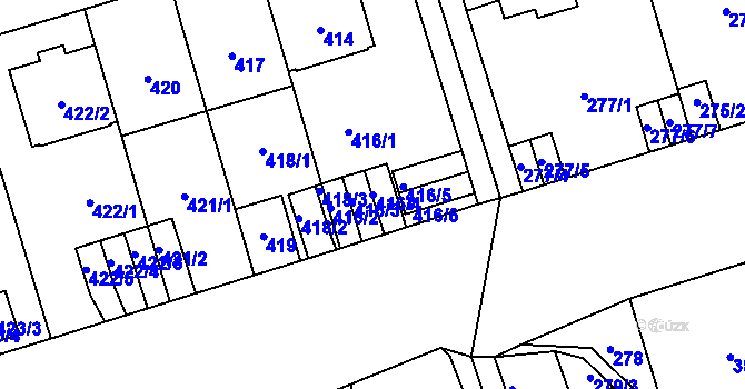 Parcela st. 416/4 v KÚ Břevnov, Katastrální mapa