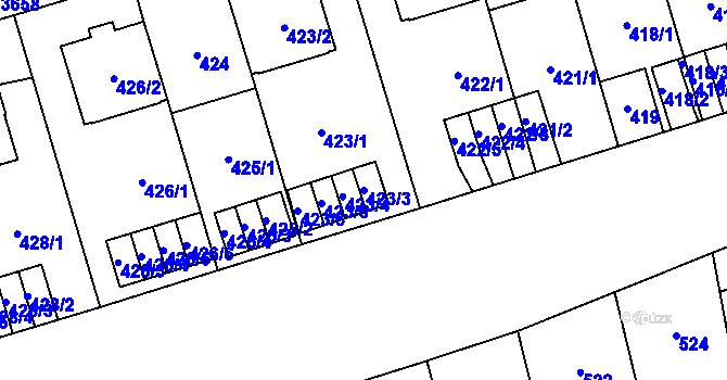 Parcela st. 423/3 v KÚ Břevnov, Katastrální mapa