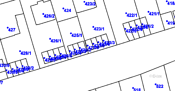 Parcela st. 423/6 v KÚ Břevnov, Katastrální mapa
