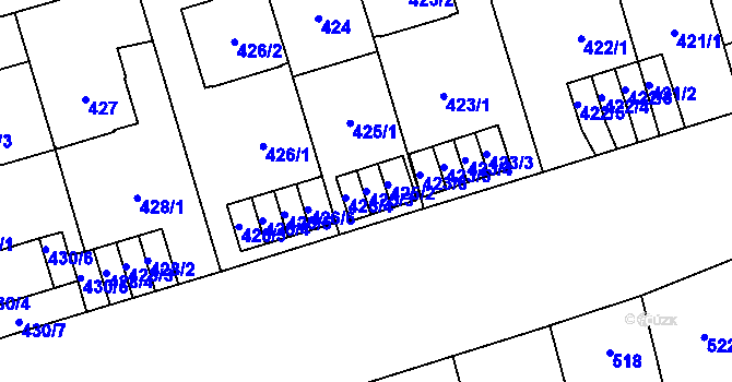 Parcela st. 425/3 v KÚ Břevnov, Katastrální mapa