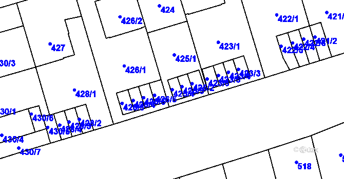 Parcela st. 425/4 v KÚ Břevnov, Katastrální mapa