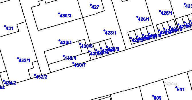 Parcela st. 428/4 v KÚ Břevnov, Katastrální mapa