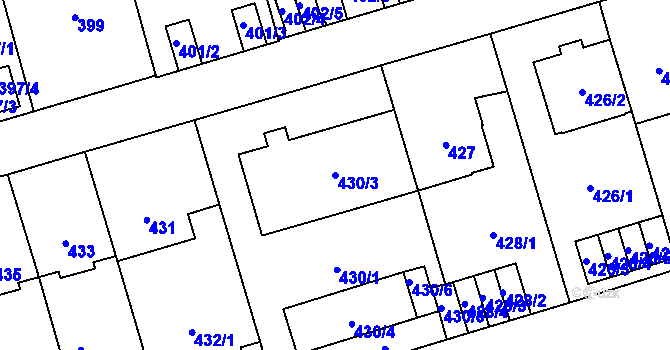 Parcela st. 430/3 v KÚ Břevnov, Katastrální mapa